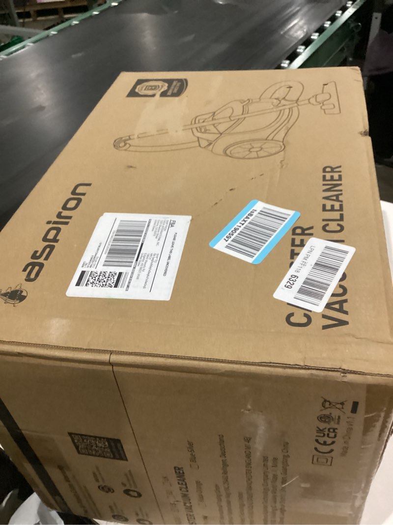 Condition photo showing Good Condition for Aspiron Canister Vacuum, Upgraded 1600W Bagless Canister Vacuum Cleaner, Auto Cord Rewind, H13 HEPA Filter, 3.7Qt Large Capacity, 5 Tools for Hard Floors, Carpet, Pet, Upholstery, Tiles, Lilac