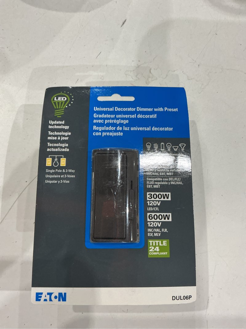 Condition photo showing Good Condition for eaton universal single-pole/3-way led decorator light dimmer, oil rubbed bronze