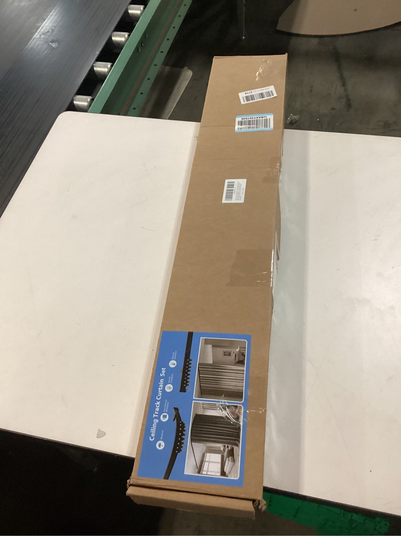 Condition photo showing New/Like New for Room Divider Blackout Curtains Flexible Sliding Tracks Sets Ceiling Mounted Rod Window Curtain Privacy Separation for Bedroom Living Rooms,1 Panel Gray White Drape and Black Track Set-W108xH84 in Gray White 108"W x 84"L (Pack of 1)