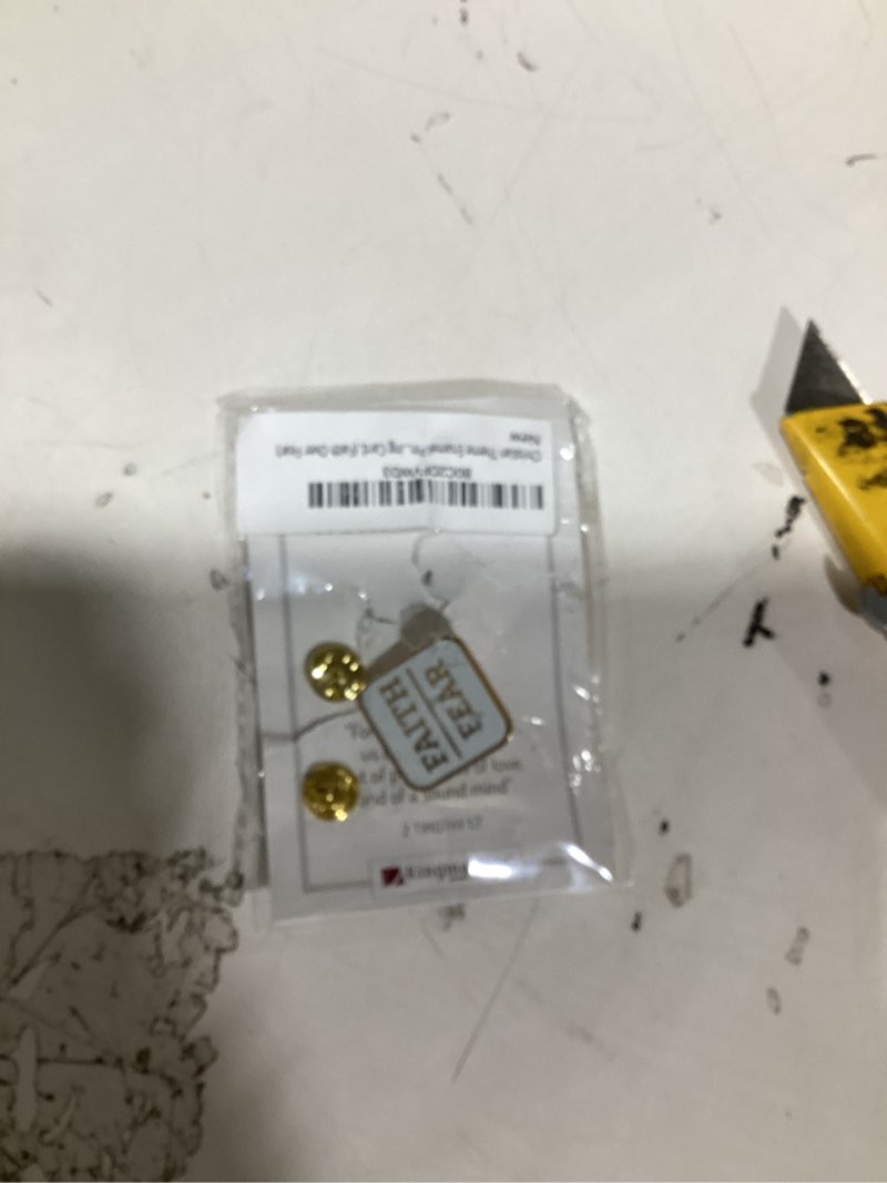 Condition photo showing New/Like New for christian theme enamel pin by lifebeats | cute pin for clothes, jackets, hats, bags, and lanyards | lapel pin with sturdy backing | comes with a greeting card, (faith over fear)