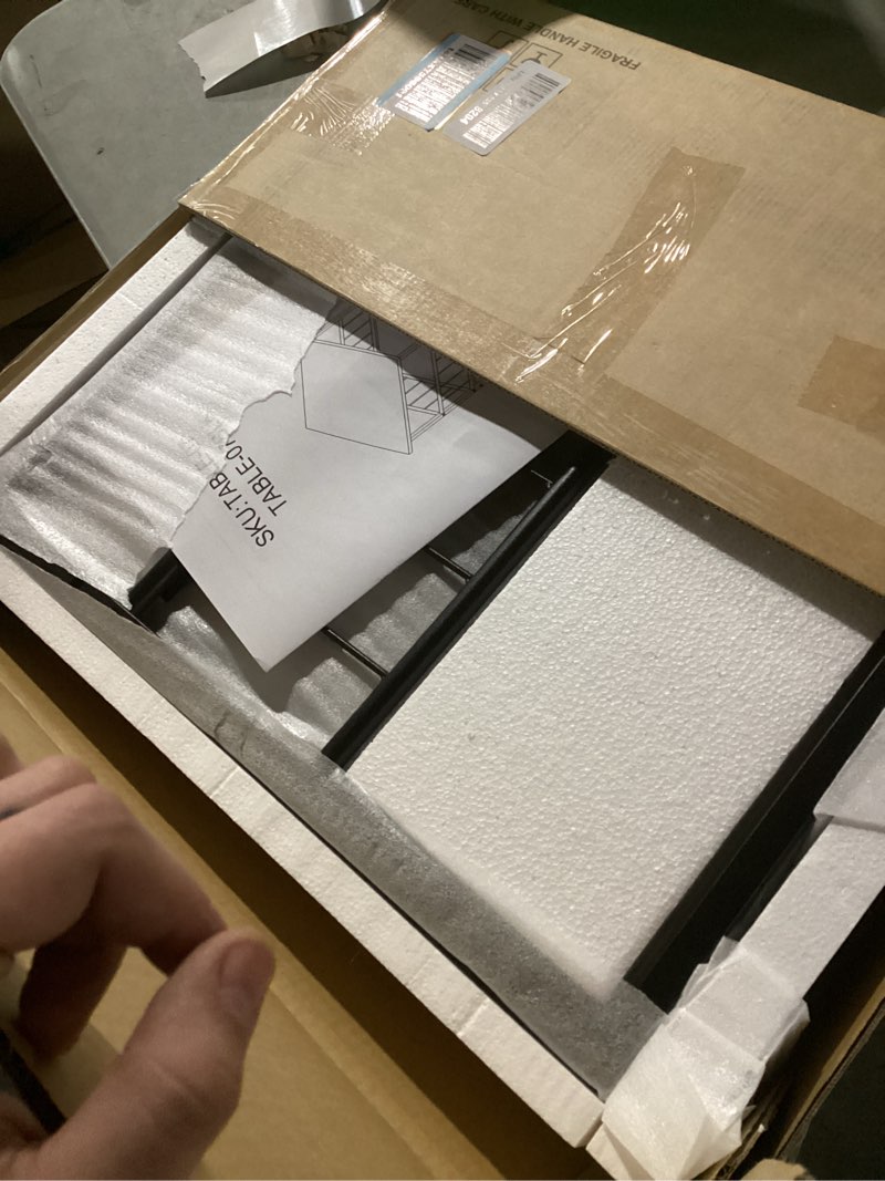 Condition photo showing New/Like New for End Table, Industrial Side Table with 2-Tire Storage Shelf, 180LBS Mini Fridge Stand with Adjustable Feet, 18"x18" Wood Night Stand Small Bedside Table with Sturdy Metal Frame for Living Room Bedroom Black 18inch