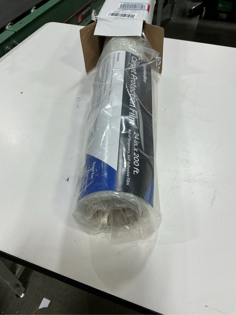 Condition photo showing New/Like New for TapeManBlue Carpet Protection Film 24" x 200' roll, Self Adhesive Plastic Carpet Protector Film with Clean Removal & Easy Unwind, Durable Protection Tape to Shield Your Surface from Dirt and Spills