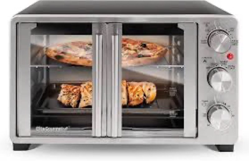 Elite Gourmet ETO2530M Double French Door Countertop Toaster Oven, Bake, Broil, Toast, Keep Warm, Fi