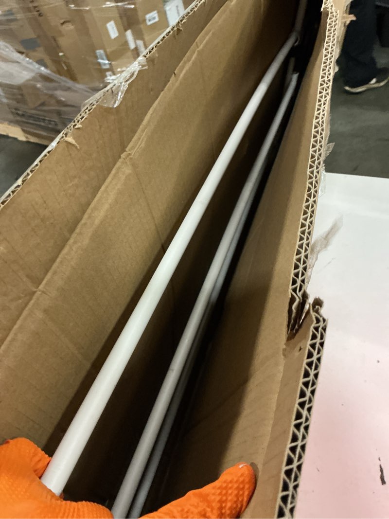 Condition photo showing As Is for metal free standing adjustable display stand scroll easel with chain support, white easel stand for sign, wedding, picture frame. (no installation required) scroll-white