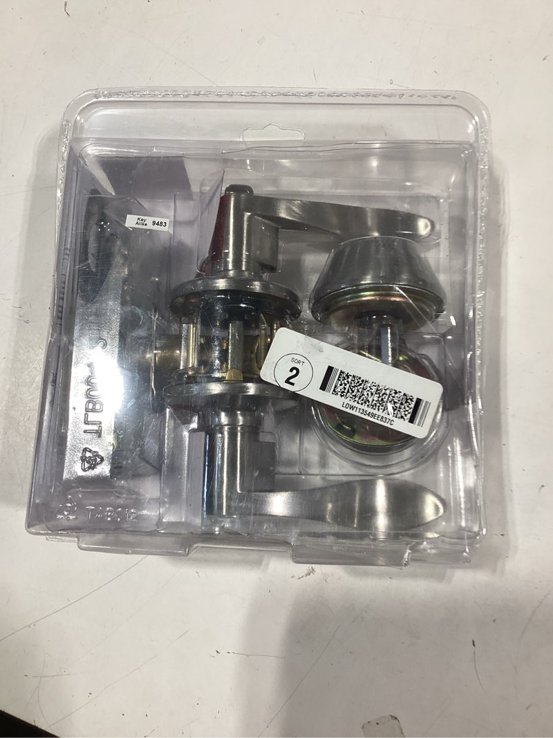 Condition photo showing As Is for reliabilt olivia satin nickel single-cylinder deadbolt exterior keyed entry door handle combo pack