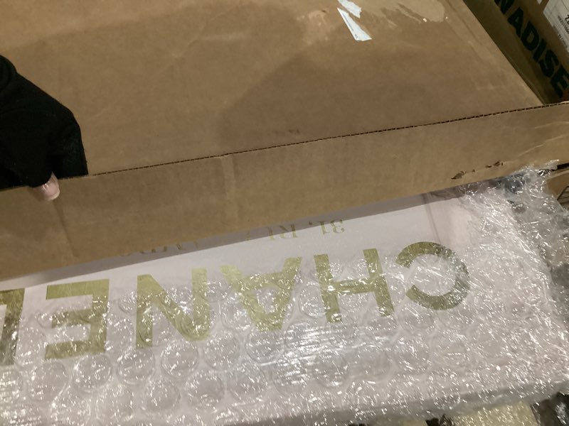 The Oliver Gal Artist Co. Fashion and Glam Modern Canvas Art - Couture Road Sign Rococo Gold Blush, 