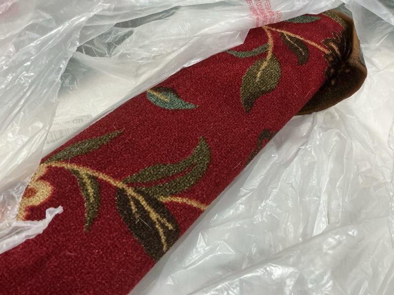 Condition photo showing As Is for Ottomanson Hallway Runner Rug 2'7" x 9'6" Non Slip Floral Area Rugs Easy to Clean Laundry Rug Runner Durable Pet Friendly Floor Carpet Runners for Hallways Entryway Living Room Kitchen Bathroom, Red Floral Red 2'7" x 9'6" (Runner)