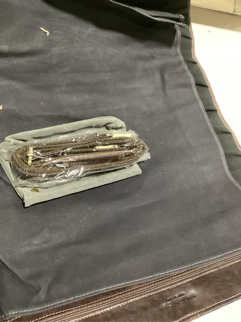 Condition photo showing Good Condition for Leather Knife Roll Storage Bag, Elastic and Expandable 10 Pockets, Adjustable/Detachable Shoulder Strap, Travel-Friendly Chef Knife Case (Baritone, Leather) 29.5" (Height)x 19.7" (Breadth) Baritone