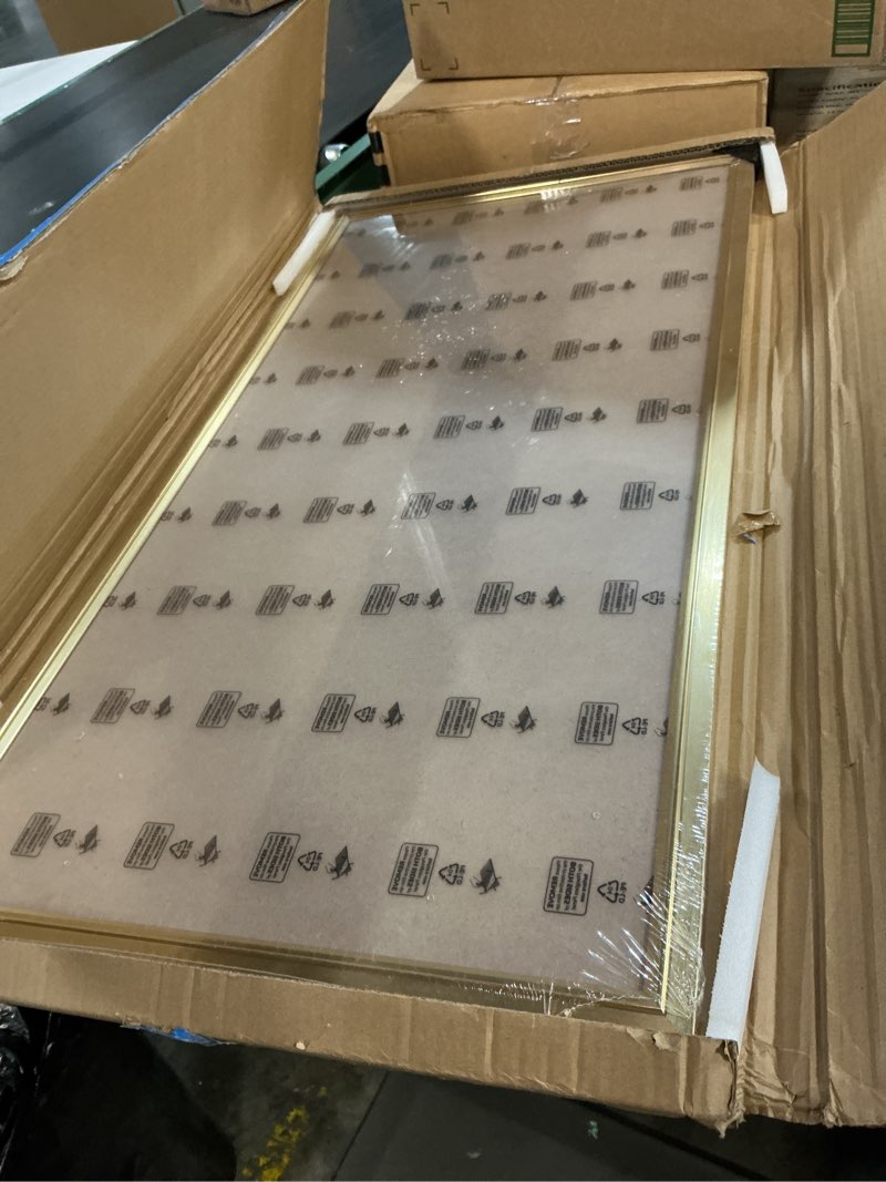 Condition photo showing New/Like New for GULETHUN 18x36 Picture Frame, Gold Poster Frame, Home Decor Natural Gallery Frames, Horizontal or Vertical Format, Sturdy, Plexiglass, Large Wall Decor, for Photos, Artworks, Posters Gold 18x36in
