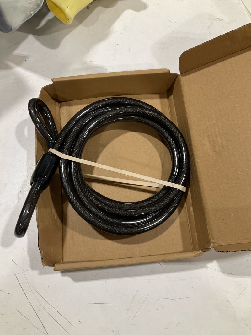 Condition photo showing Good Condition for delswin security steel cable with loops - 3/8 inch (10 mm) thick (6' or 15') heavy duty bike lock cable vinyl coated braided cables for u-lock and padlock 3/8 inch(d) x 6ft(l) cable
