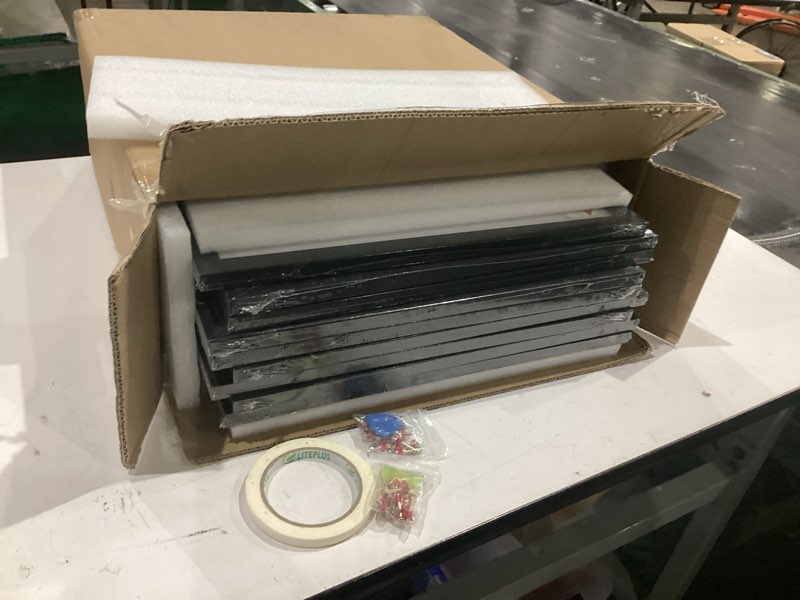 Condition photo showing Good Condition for eletecpro 16x16 picture frames set of 9, classic gallery wall frame set for 4x4 photos with mat or 16x16 without mat, large picture frame for art prints, black poster frames for home decor wall black 16x16 for 4x4