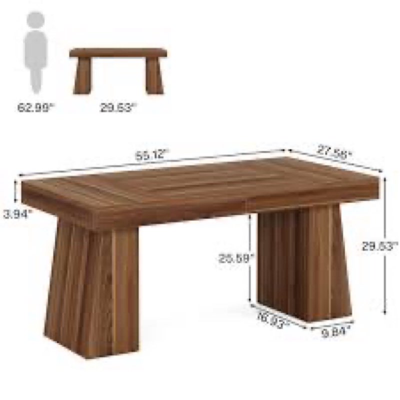 Wolbach 55 Inches Executive Desk with Double Trapezoid Base