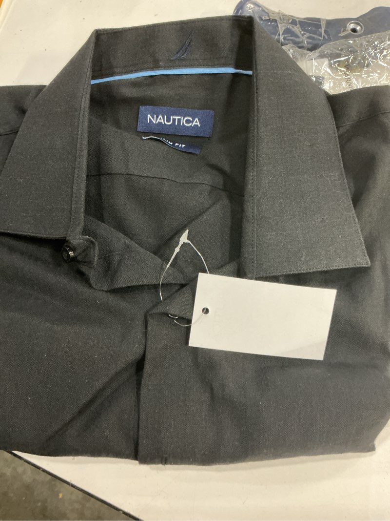 Condition photo showing Good Condition for nautica slim fit long sleeve cotton linen touch shirts for men wrinkle resistant lightweight summer blck l sleeve