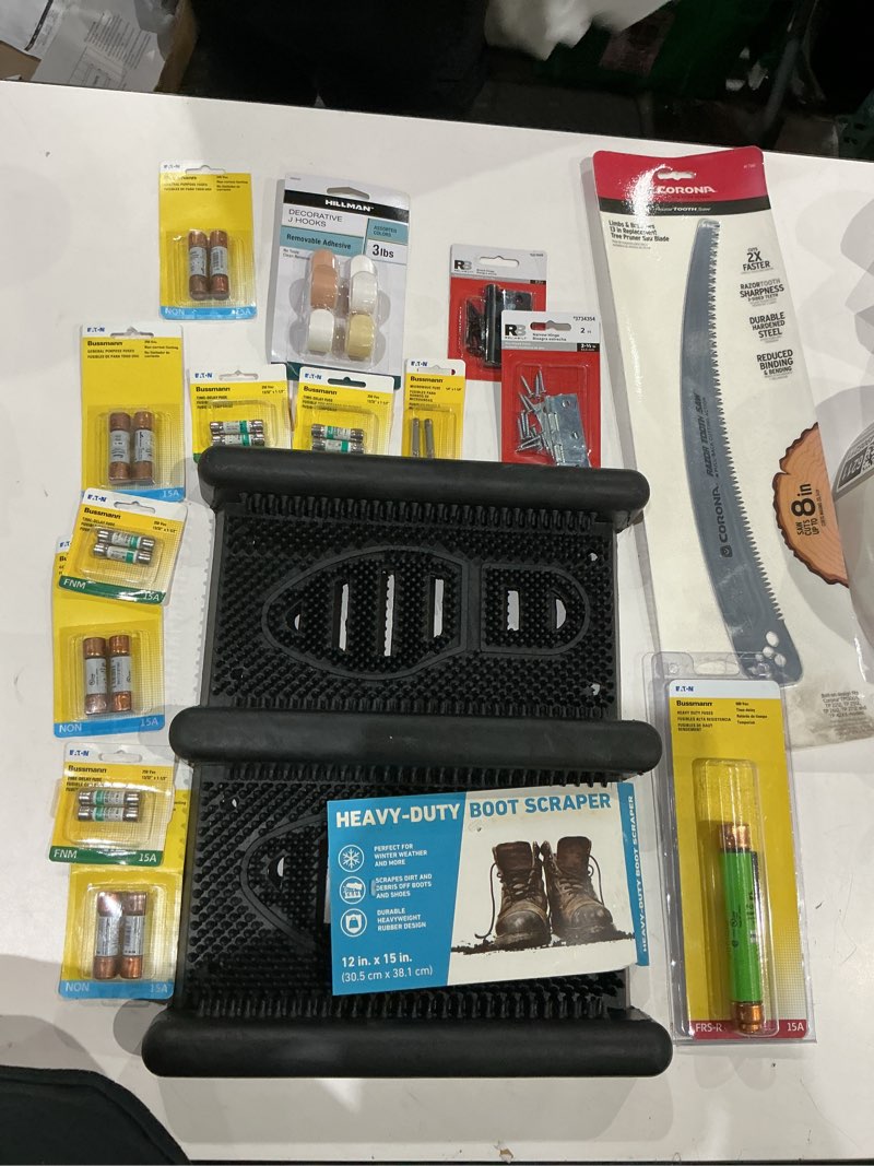 Condition photo showing As Is for assorted home improvement lot (small tools, screw, home accessories, etc.)