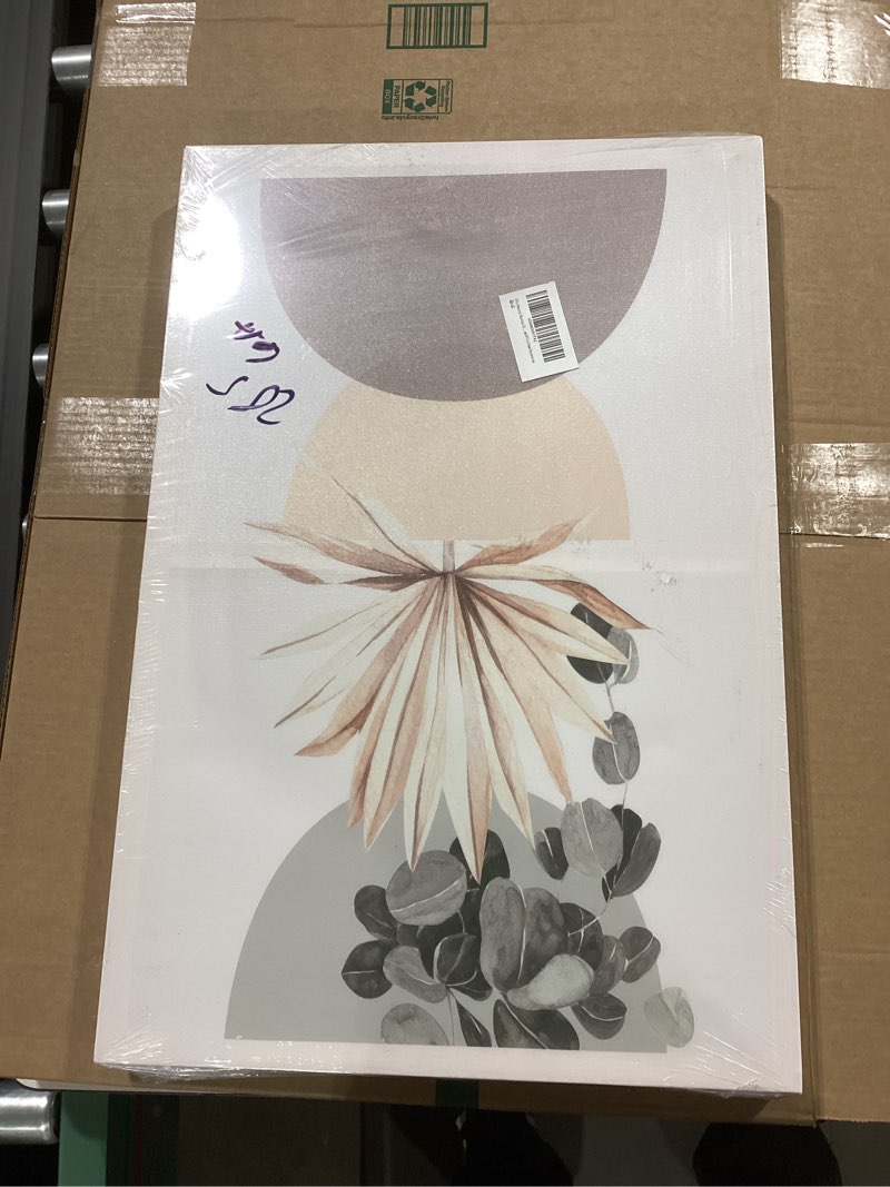 Condition photo showing Good Condition for 3 Pcs Neutral Abstract Boho Canvas Wall Art Beige Sage Green Mid Century Modern Plants Bohemia Pictures Wall Decor Posters Prints for Bedroom Living Room Bathroom Office Home Decoration sage 16x24in-Canvas