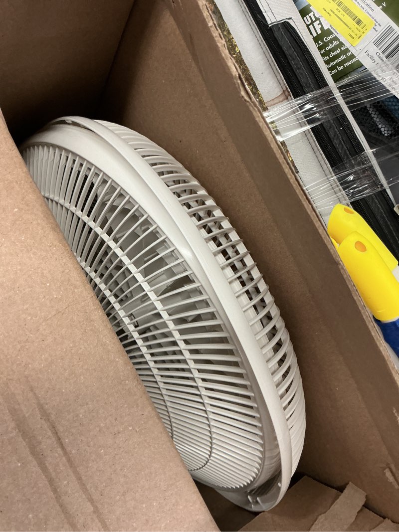 Condition photo showing As Is for lasko 16" oscillating 3-speed pedestal fan with adjustable height, 47" h, white, s16200, new
