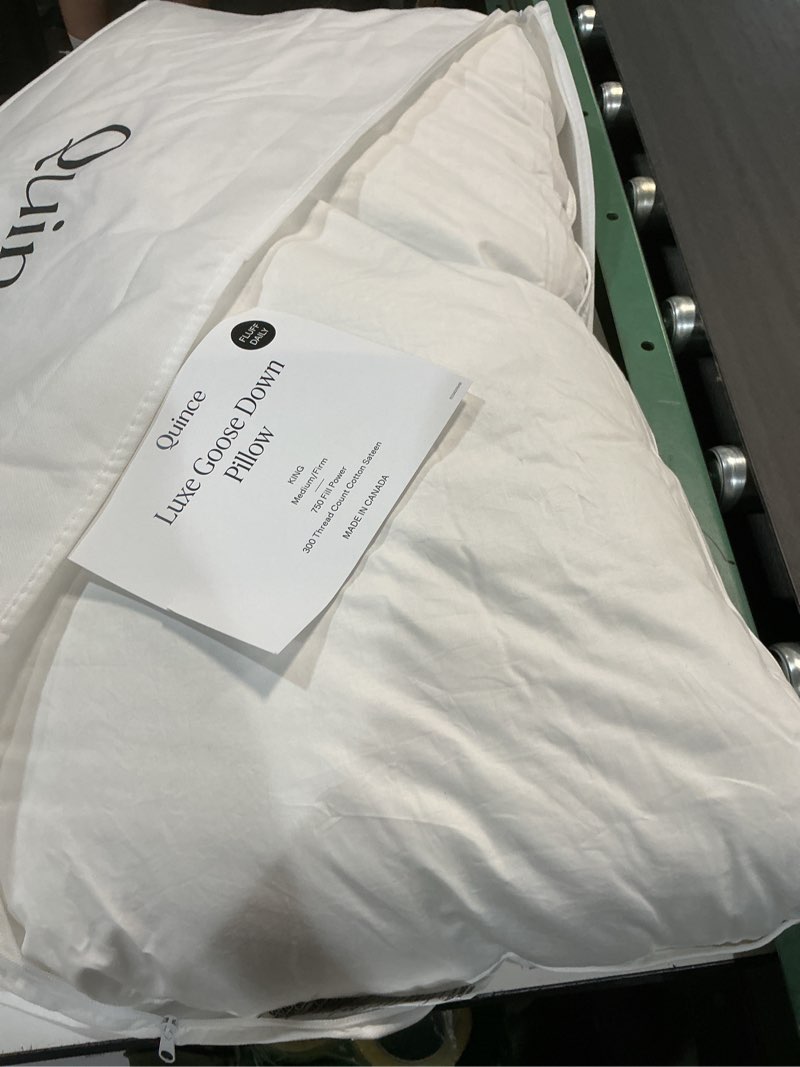 Condition photo showing As Is for quince luxe goose down pillow king medium/firm