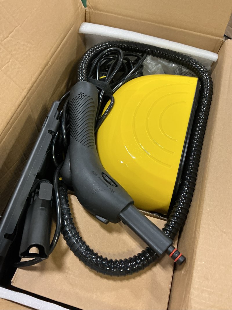 Condition photo showing As Is for Steam Cleaner, Multipurpose Powerful Steamer with 21 Accessories, 248°F High-Temperature Steam for Floors, Grout, Tiles, Carpet, Cars - Portable 1.08L Tank, Child Lock, Chemical-Free Cleaning (Yellow)