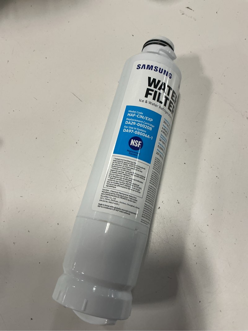 Condition photo showing Good Condition for samsung genuine filter for refrigerator water and ice, carbon block filtration for clean, clear drinking water, 6-month life, haf-cin/exp, 1 pack