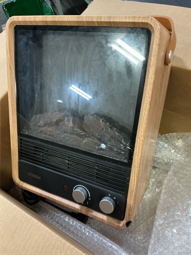 Condition photo showing As Is for Portable Electric Fireplace Heaters for Indoor Use,1500W Space Heater Fireplace with Realistic Flame & Fire Crackling Sound, Safety Protection, Portable Fireplace Heater for Home