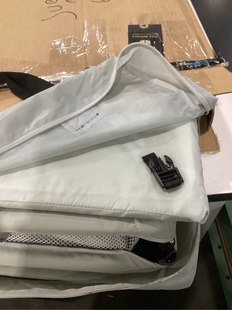 Condition photo showing Good Condition for dream on me travel light baby playard with zipper access door, breathable mesh sides with soft comfortable mattress, easy fold design with travel carry bag, compact space saving design - grey gray playard with zipper door