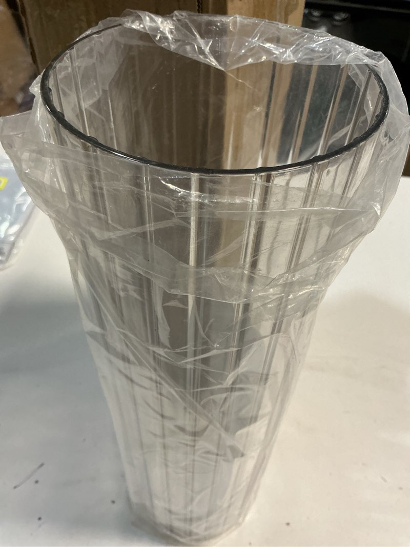 Condition photo showing Good Condition for Flower Vase, Non-breakable Vase for Flower, Ribbed Acrylic Vase, 5"W x 16"H Tall Clear Cylinder Vases for Centerpieces, Living Room, Dining Table, Office, Bookshelf Decoration Housewarming Gift