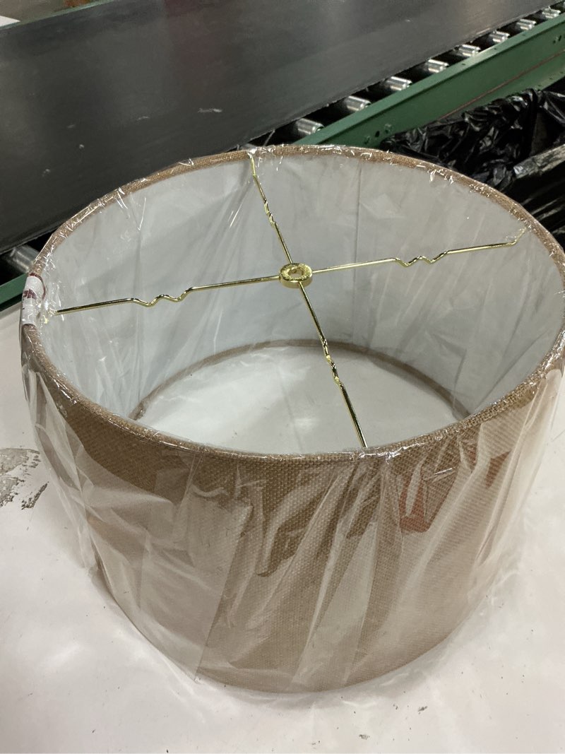 Condition photo showing New/Like New for royal designs, inc. shallow drum hardback lamp shade, hb-610-16bl, burlap, 15 x 16 x 10 15 x 16 x 10 burlap