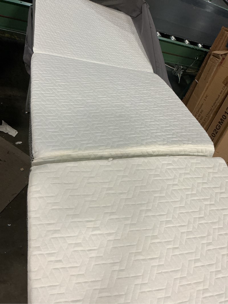 Condition photo showing Good Condition for tri-folding mattress, 3 inch portable folding mattress topper with a collapsible and washable cover, portable floor bed for travel, fold up guest bed, camping and yoga (single, white) white single