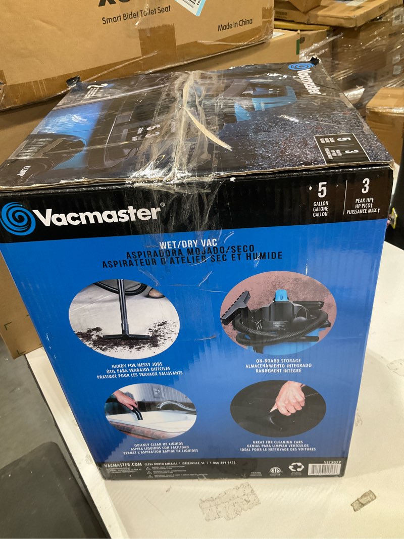 Condition photo showing As Is for Vacmaster VJC507P 5-Gallon* 3 Peak HP** Wet/Dry Shop Vacuum, Blue, 5 gal 5 Gal 3 PHP Vac