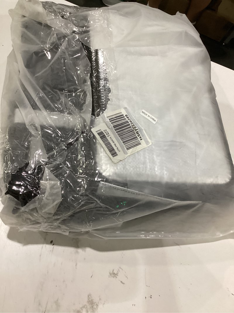 Condition photo showing As Is for black insulated food delivery backpack features reflective safety strips 