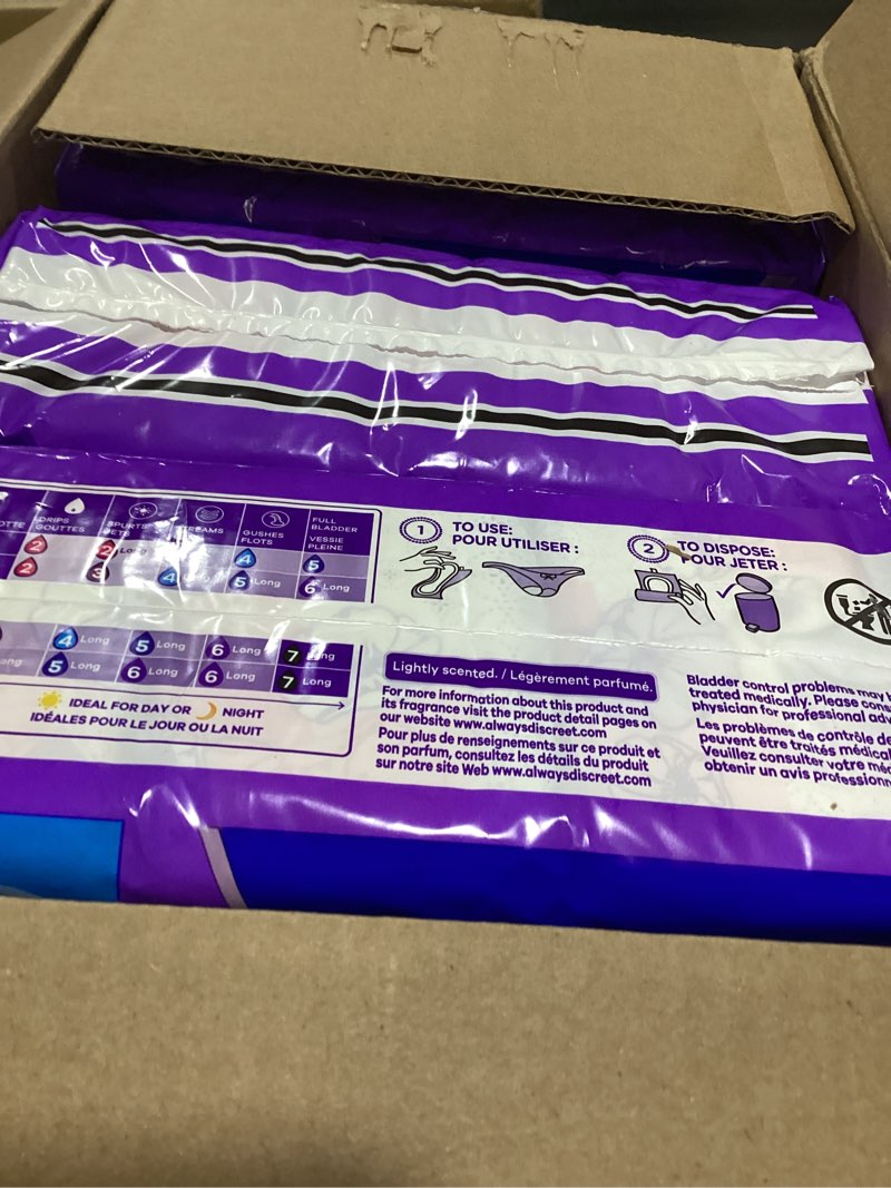 Condition photo showing Good Condition for Always Discreet Adult Incontinence Pads for Women, Moderate Absorbency, Regular Length, Postpartum Pads, 198 Count (3 Packs of 66) Regular 198