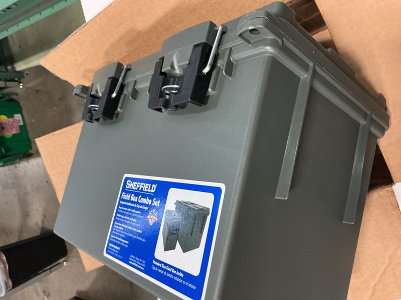 Condition photo showing Good Condition for sheffield ammo box made in usa, stackable lockable ammo storage box, green | xl & standard lockable storage box, water & dust resistant dry box, secures hunting gear, gun accessories, supplies, bullets