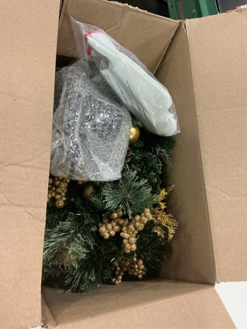 Condition photo showing Good Condition for 2 Pack Prelit Outdoor Christmas Tree 30 Inch, Remote Control Battery Operated with 100 Warm White Multi-Color Changing LED Lights, Small Pre-Decorated Green Xmas Tree for Pathway, Porch Gold 2ft 6in