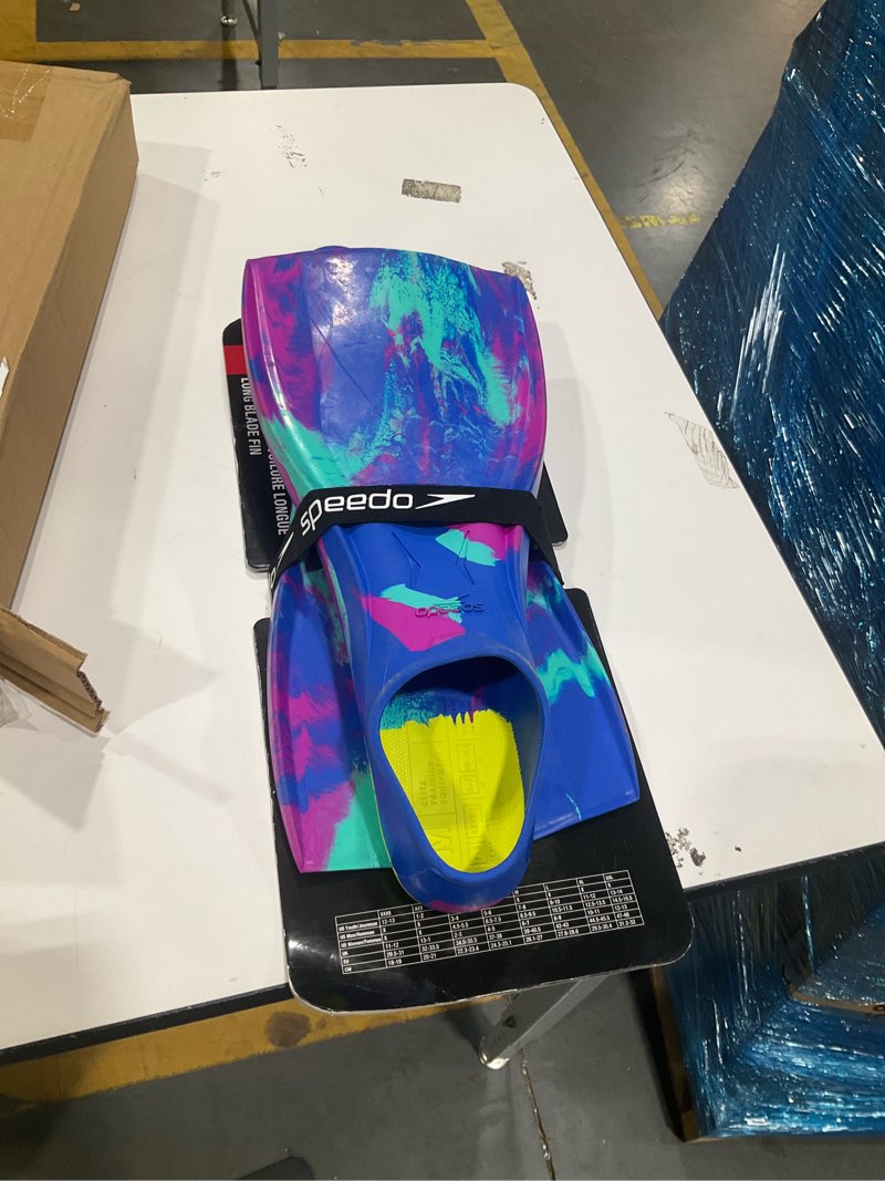 Condition photo showing Good Condition for speedo unisex-adult swim training fins rubber long blade cobalt pop/diva/arctic glass medium