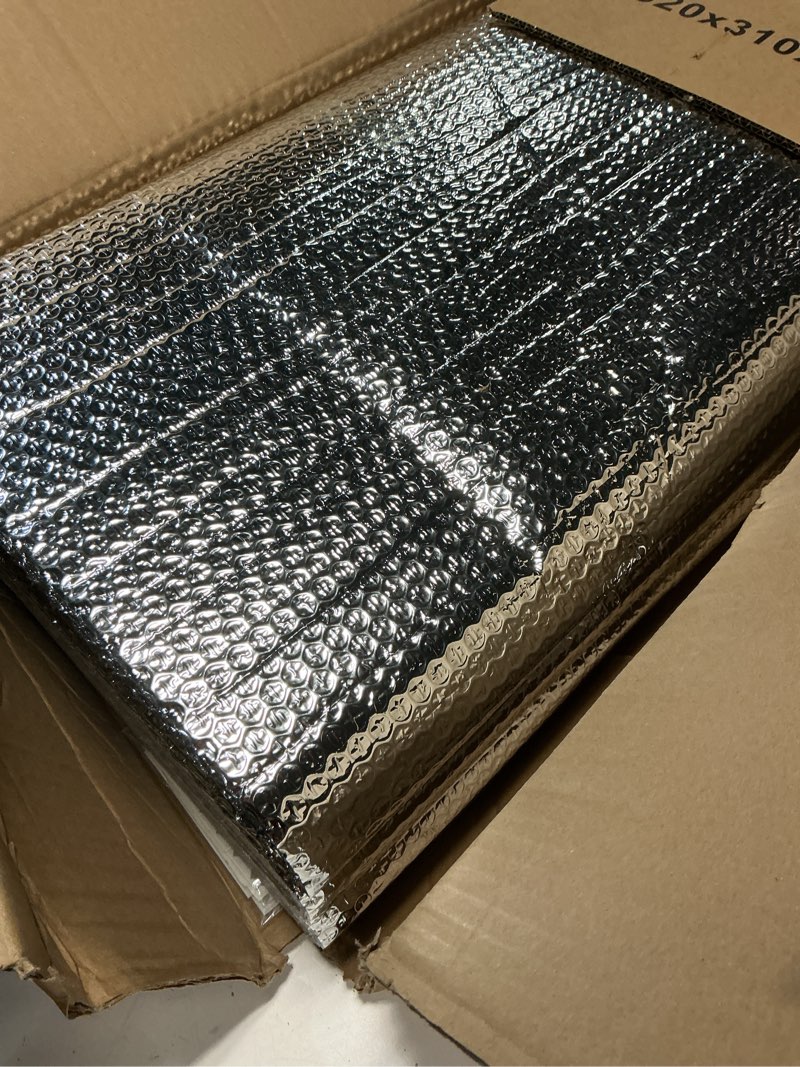 Condition photo showing Good Condition for 8P Garage Door Insulation Panels Kit 0.24"T Double Bubble Reflective Aluminum Foil 6MM Sheet Thermal Pre-Cut Insulation Shield 120 Tapes Winter Clod and Summer Heat for Attic Garage Wall (24" x 48") 8 24 IN x 48 IN