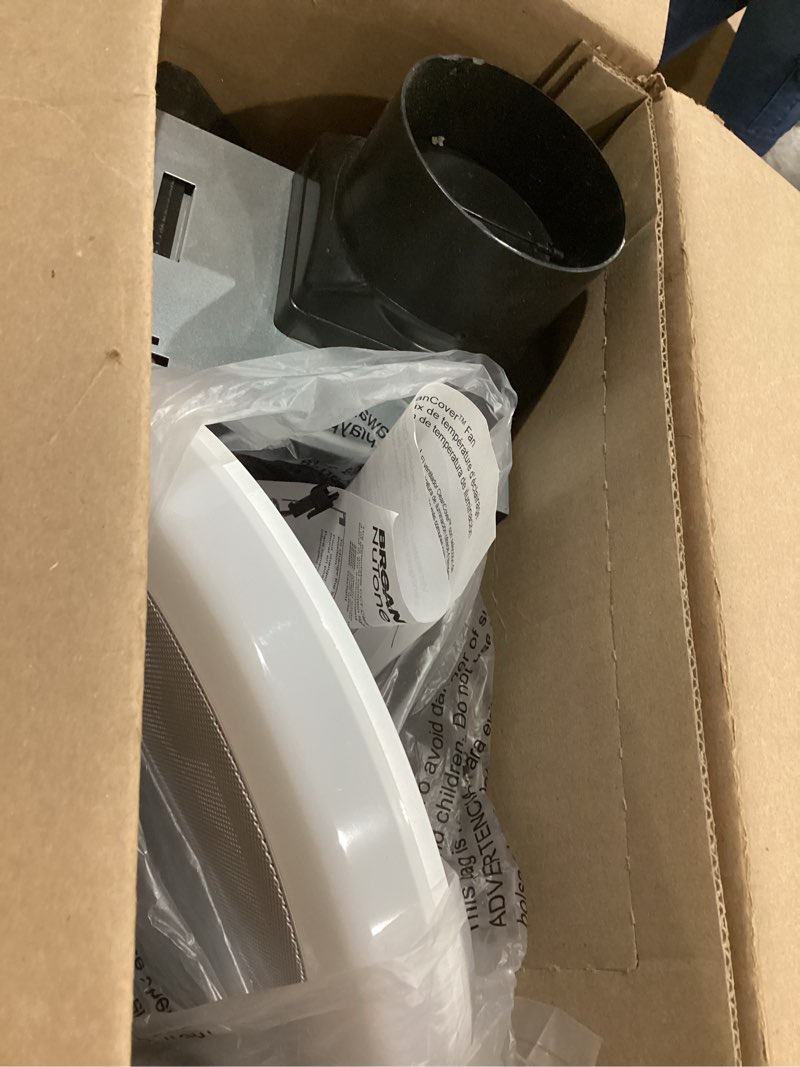 Condition photo showing As Is for 110 cfm bathroom exhaust fan with cct led light cleancover grille, energy star