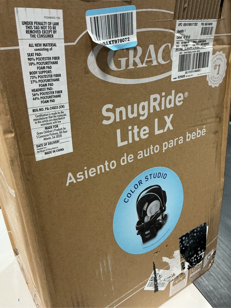 Condition photo showing New/Like New for graco snugride lite lx infant car seat, lightweight rear-facing seat for babies 4–30 lb, 4-position adjustable base, latch installation & protectplus engineered, studio
