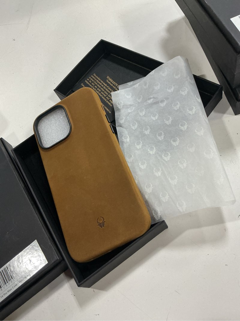 Condition photo showing New/Like New for donbolso iphone 14 pro leather case genuine leather cover with anti-scratch microfiber lining, brown (2 packs)