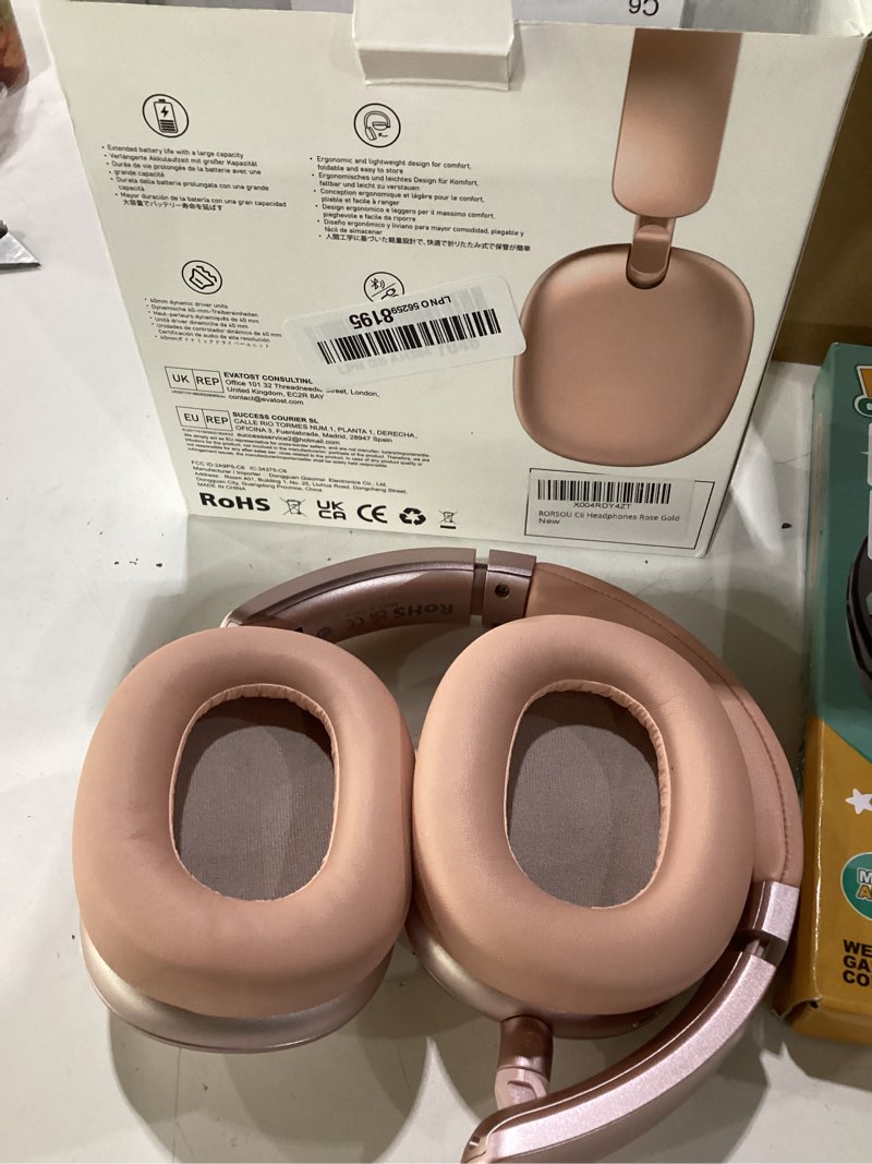 Condition photo showing Good Condition for rorsou c6 active noise cancelling headphones, wireless over ear bluetooth headphones, 60h playtime, lightweight folding deep bass comfort fit ear cups headset with mic for ipad/pc/home rose gold