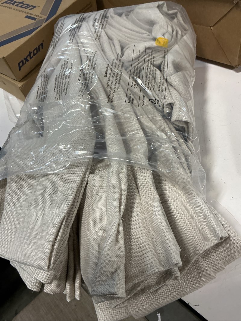 Condition photo showing Good Condition for beige pinch pleated linen 72 inch curtains 2 panels for living room bedroom memory training shaped neutral semi sheer short pleat drapes with hooks rings back tab window curtain cabin closet 40x72 linen 40"w x 72"l (pack of 2)