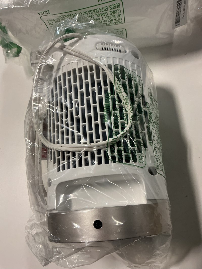 Condition photo showing As Is for dreo space heater, portable electric heaters for indoor use with thermostat and remote, 2024 upgraded, digital display, 12h timer, 5 mode, 1500w ptc ceramic fast safety heat for office bedroom home white 10 inch