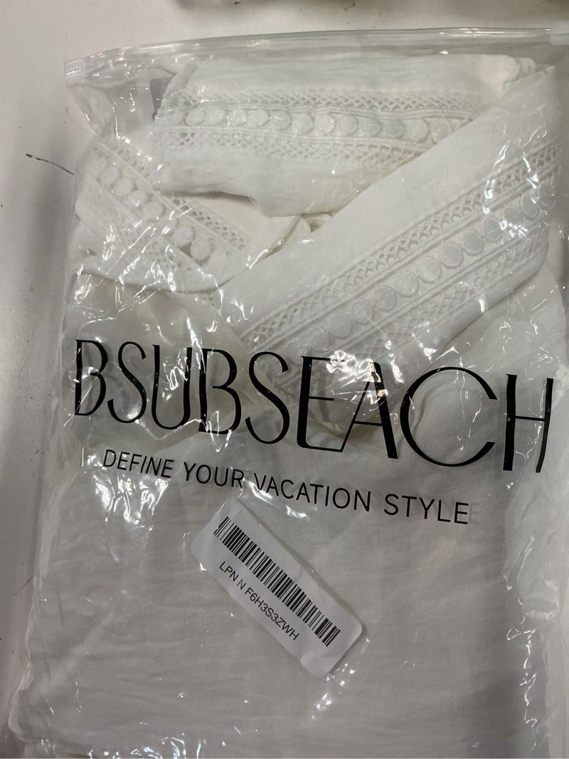 Condition photo showing New/Like New for bsubseach swimsuit coverup for women v neck bathing suit cover up with pocket drawstring button down beach shirt dresses white x-large