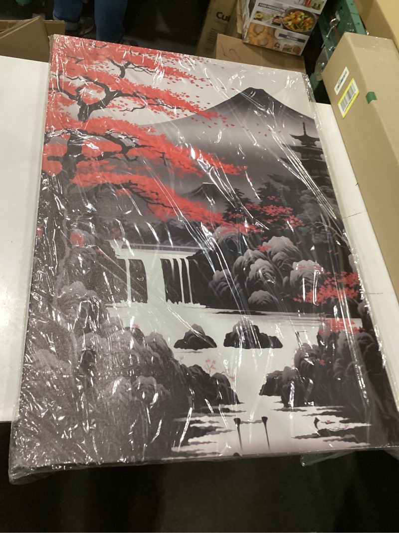 Condition photo showing New/Like New for kplundo japanese wall art asian landscape canvas prints red and black cherry blossom trees picture vintage painting for bathroom living room bedroom home wall decor(art-2,24.00x36.00 inch) 36"l x 24"w art-2