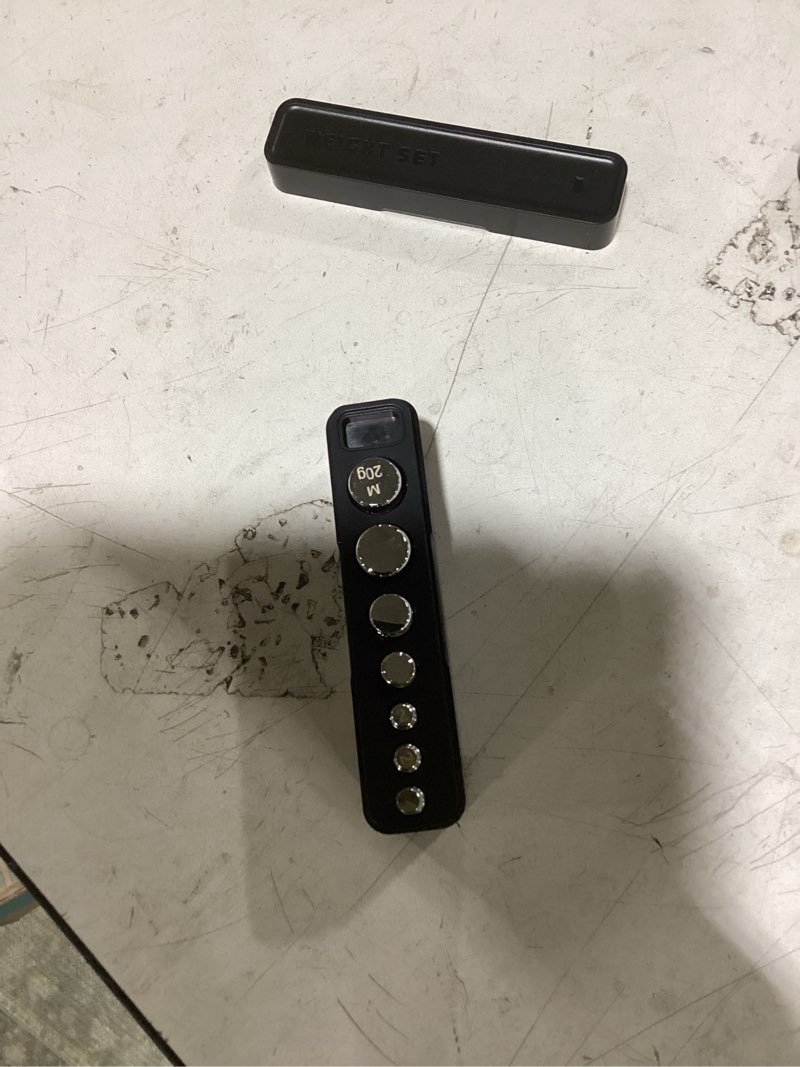 Condition photo showing Good Condition for fuzion calibration weights 60g total, m1 class 1g 2g 5g 10g 20g stainless steel scale calibration weight kit, calibration weight with storage box, tweezers for digital scale gram scale balance 7pcs-60g total