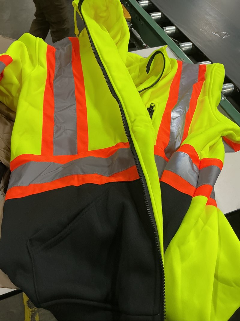 Condition photo showing As Is for Renegade Mens Hoodie Hi VIS Visibility Safety Hooded Zip Sweatshirt, Black Bottom