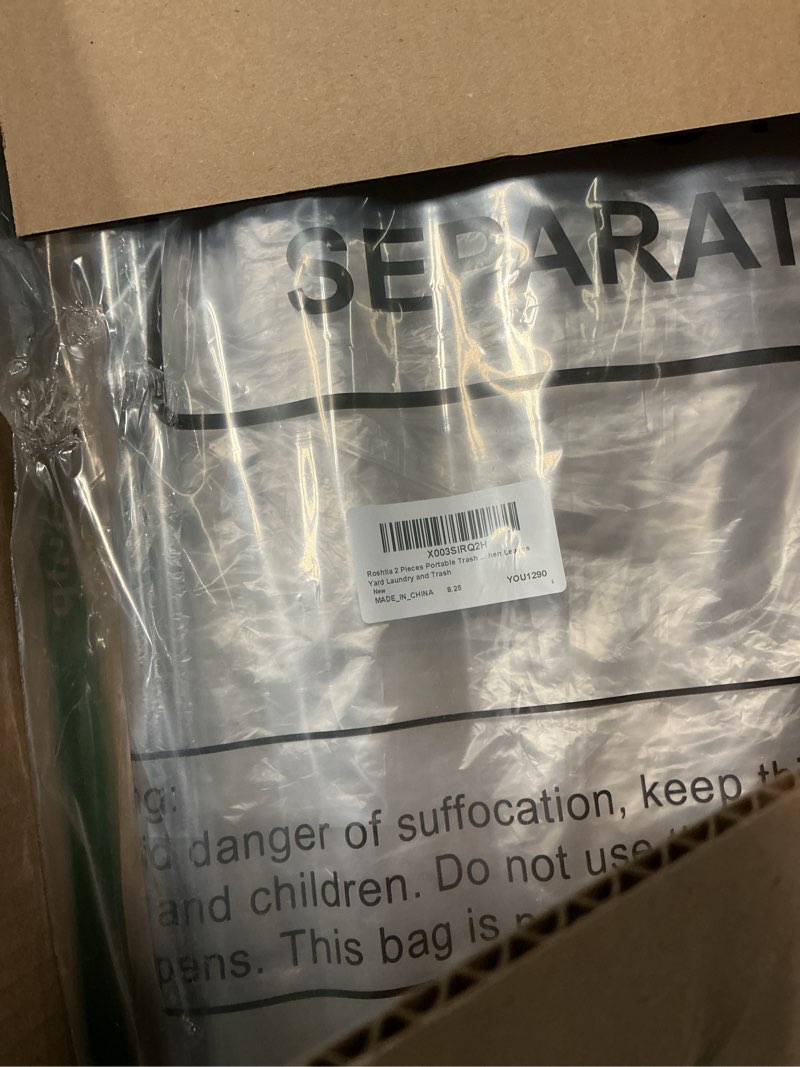 Condition photo showing New/Like New for Roshtia 2 Pieces Portable Trash Bag Holder, Foldable Iron Wire Frame Trash Rack 1-12 Gallon Garbage Trash Bag Stand Iron Wire Folding Shelf for Camping BBQ Picnic Kitchen Leaves Yard Laundry and Trash