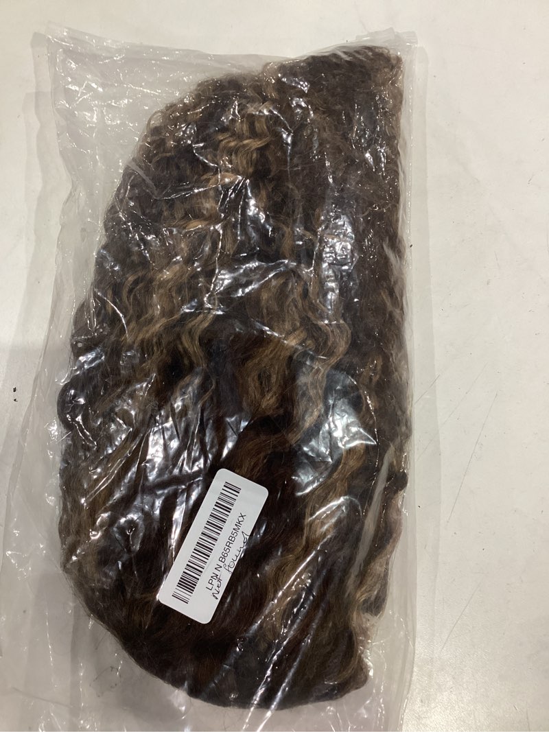Condition photo showing Good Condition for 14 inch highlight blonde wear and go glueless curly bob wig human hair pre plucked, glueless pre cut hd lace front wigs human hair,water wave no glue wigs, natural hairline for women 200% density 14 inch highlight 4/27