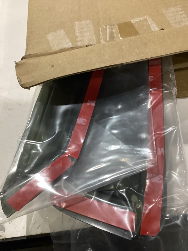 Condition photo showing As Is for pack of 4 in channel front+rear smoke sun/rain guard mount tape-on acrylic window visors compatible with 91-01 explorer 4-door 01-05 sport trac 97-01 mercury mountaineer compatible with 1991-2001 ford explorer