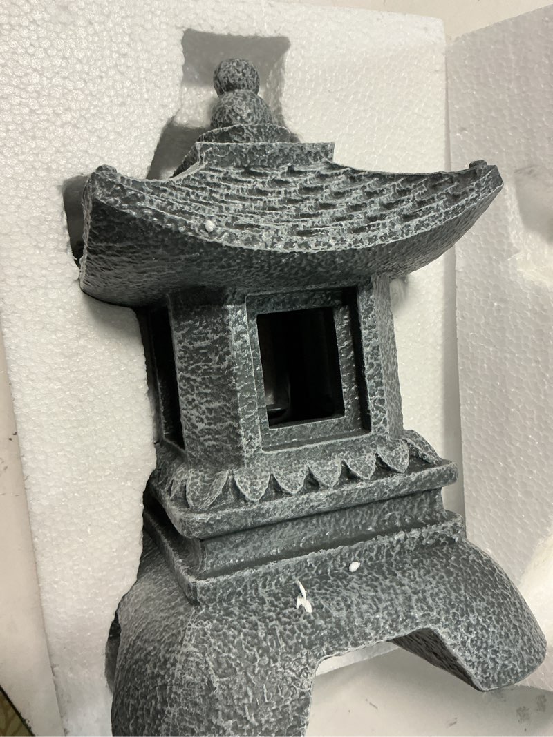 Condition photo showing Good Condition for solar pagoda decors garden statues, zen asian outdoor statues accessories japanese pagoda lamp lantern for garden balcony patio porch yard art ornament decoration, 12 inches