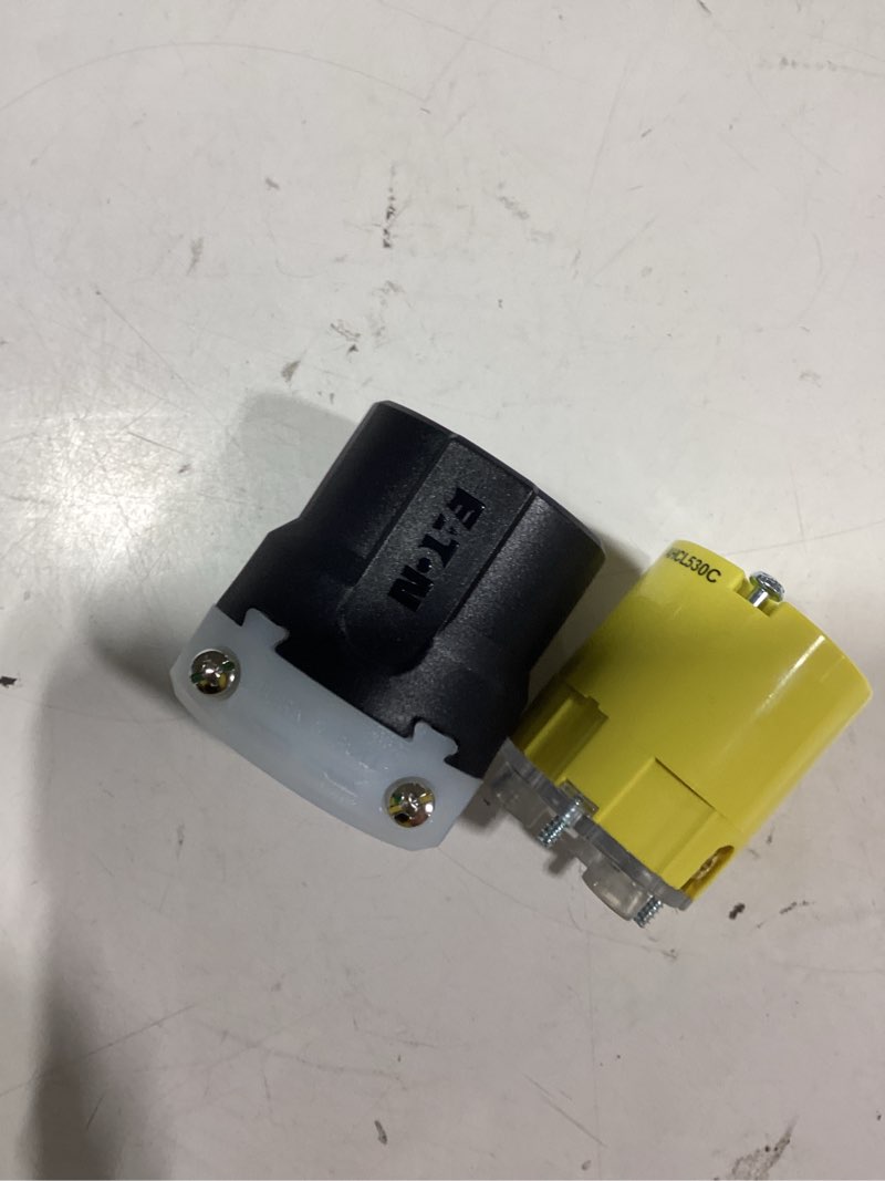 Condition photo showing As Is for eaton arrow hart 30-amp 125-volt nema l5-30c 3-wire grounding industrial locking connector, yellow
